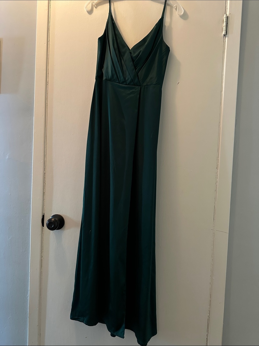 Satin Deep Green Cowl Slip Maxi Dress